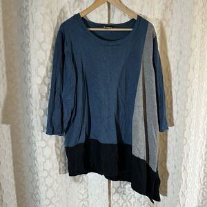 Avenue Sweater 3/4 Sleeve Color Block Asymmetrical Size 22/24